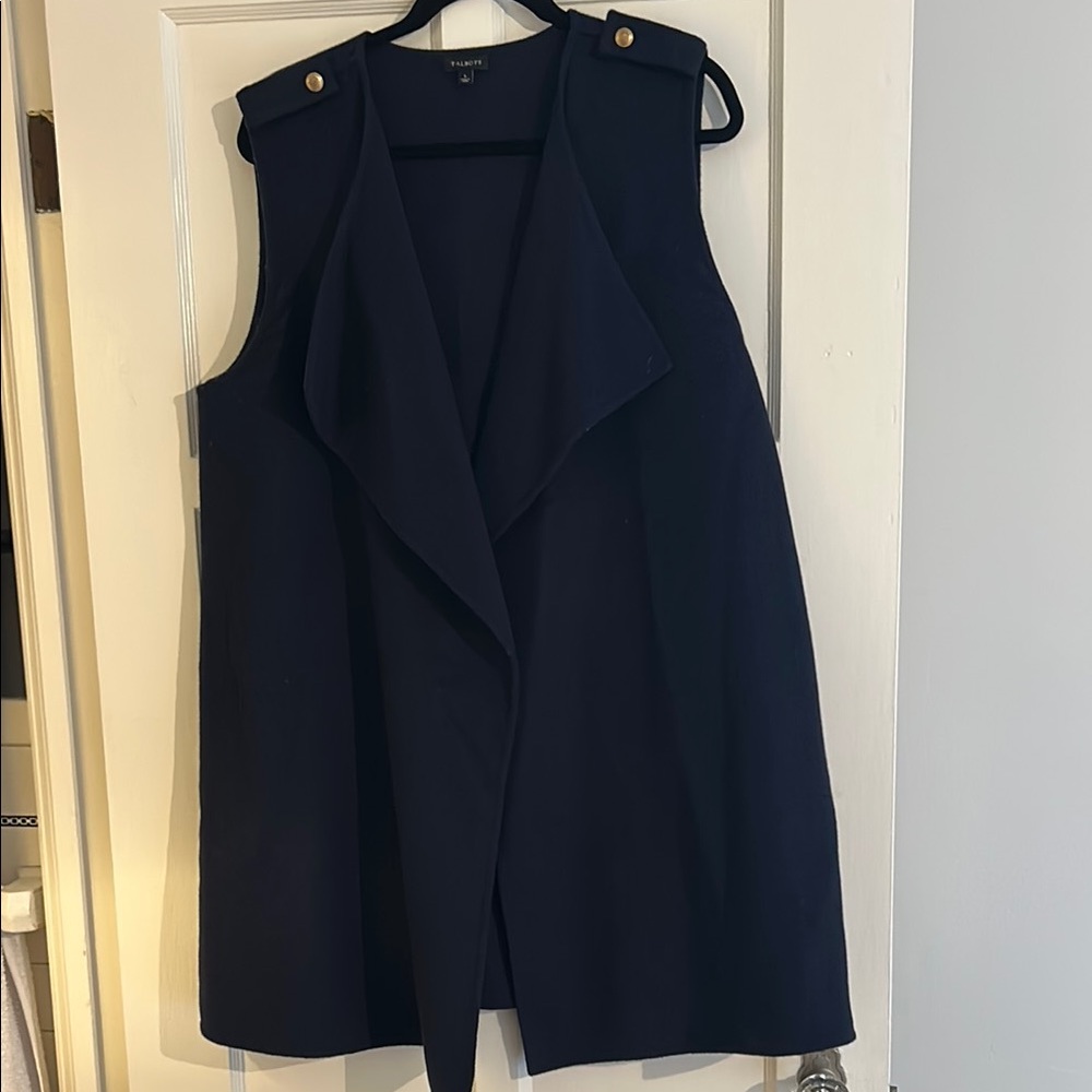 Talbots Navy Vest with Gold Buttons